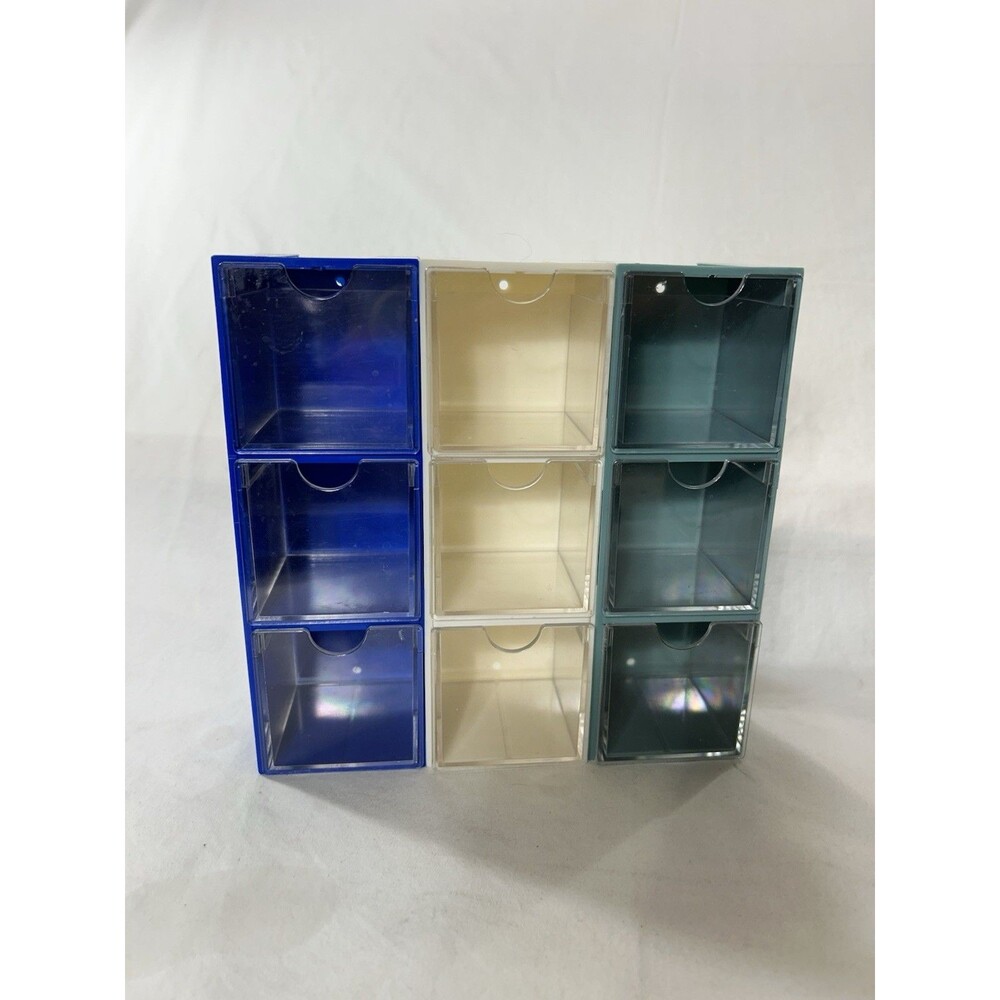 Clear Plastic 9 Drawer Storage Organizer Desktop Bathroom Makeup Craft Wall Moun